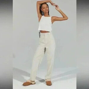 Urban Outfitters BDG Cream Corduroy High Rise Baggy‎ Pants Casual Slouchy Boho27